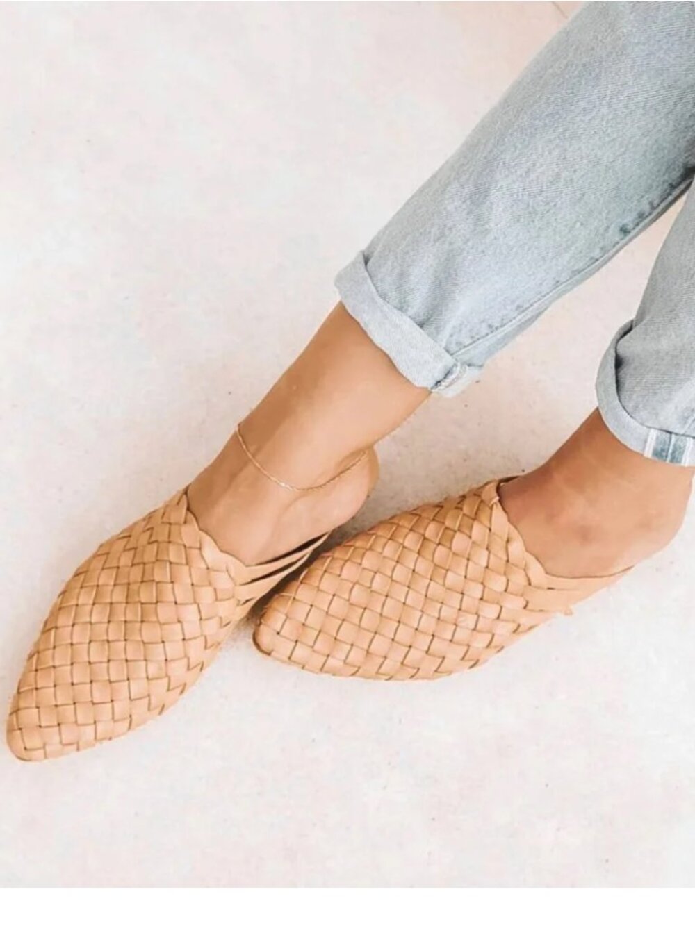 Liberte Tulum Woven Leather Flats Mules Size 10